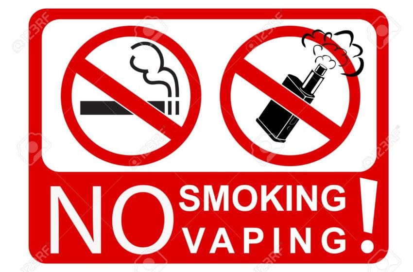 simple sign no smoking and vaping, isolated on white
